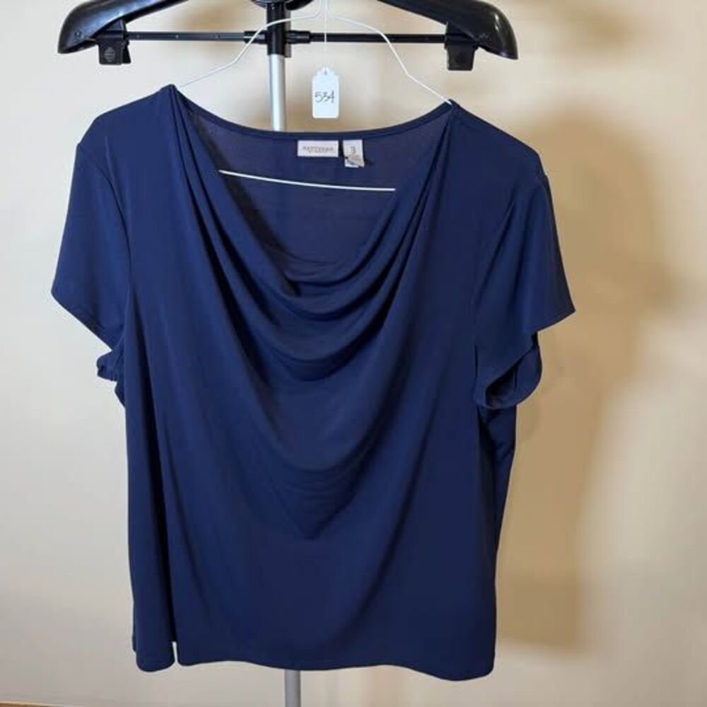 Chico's Easywear Navy Blue Cowl Neck Top Size 3 (XL)